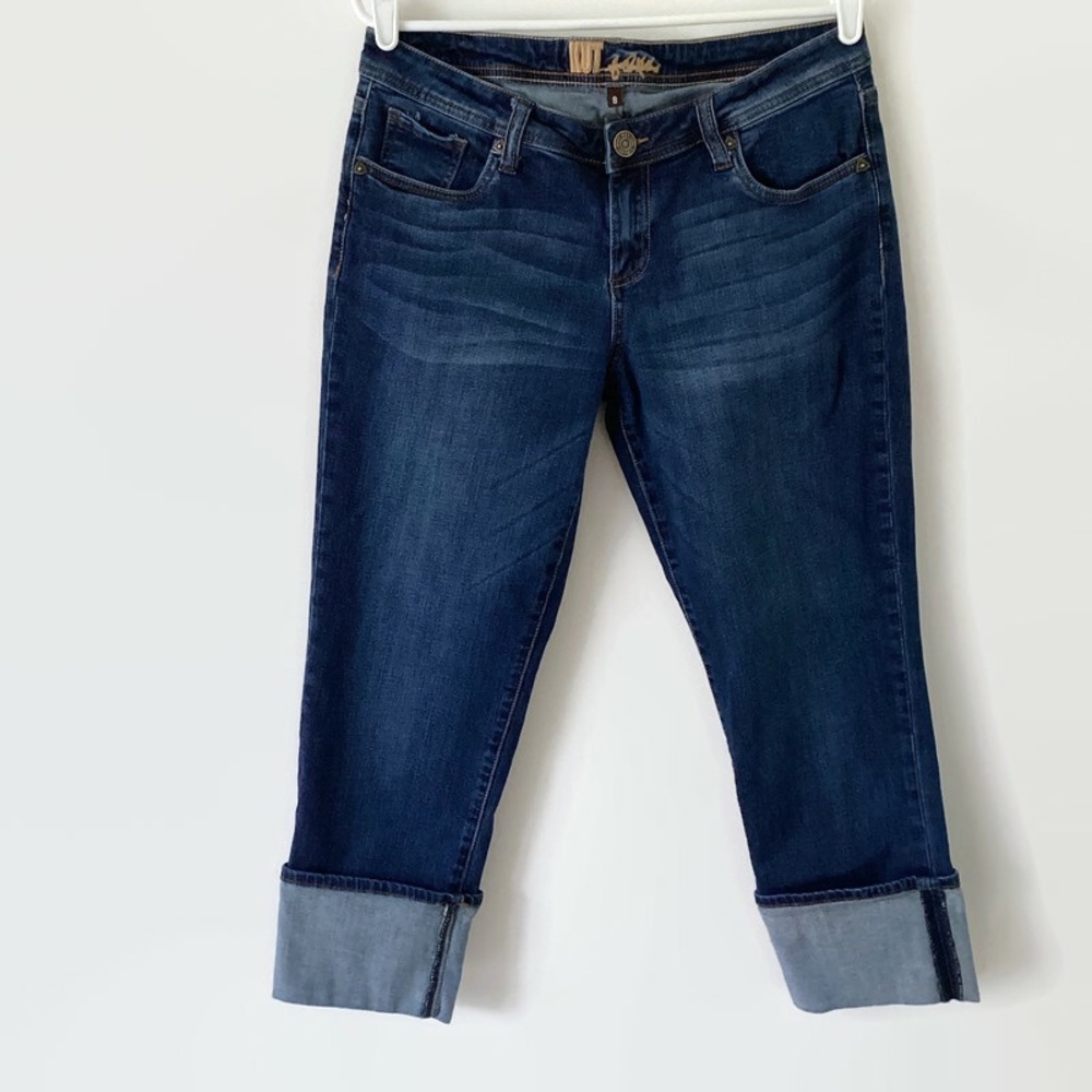 Kut From The Kloth Jeans Women’s 8 Blue  Cropped Cuffed Dark Wash